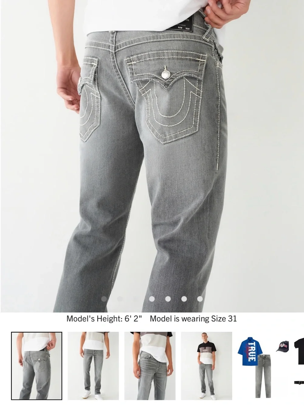 True Religion Men’s Gray Straight Jeans (Ricky Relaxed Straight)
